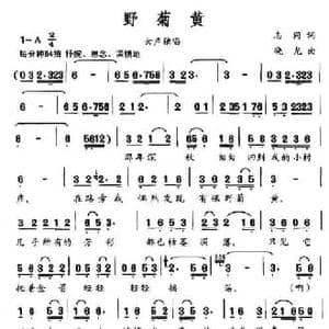 野菊黄_民歌简谱_词曲:志同 晓光