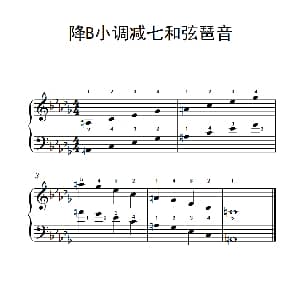 降B小调减七和弦琶音 钢琴谱
