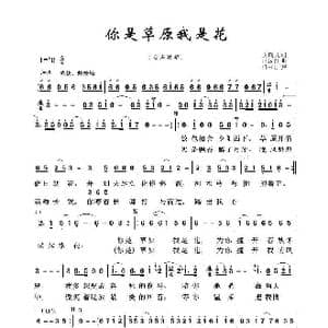 草原歌曲100首:你是草原我是花_歌曲简谱_词曲:玉镯儿 阿汝汗