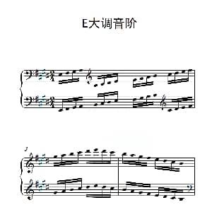 第三级 E大调音阶 钢琴谱