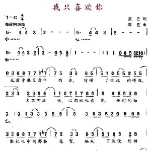 我只喜欢你_通俗唱法乐谱_词曲:梁芒 郭亮