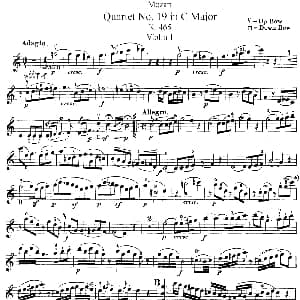 小提琴谱 | Mozart Quartet No.19 in C Major,K.465 Violin 1分谱