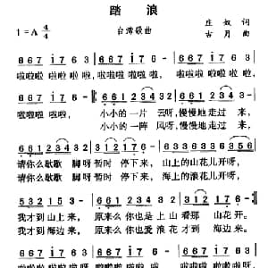 踏浪_通俗唱法乐谱_词曲:庄奴 古月