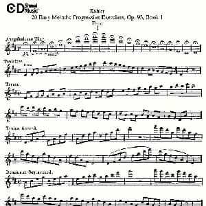 长笛曲谱 | 柯勒练习曲作品93号 一