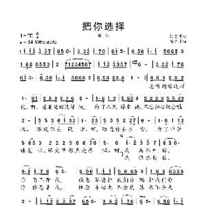 把你选择_歌曲简谱_词曲:胡宏伟 陈涤非