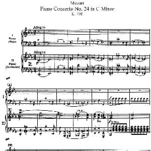 二十八部钢琴协奏曲 No.24 钢琴谱 莫扎特