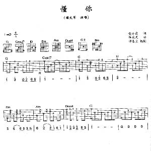 懂你 吉他谱 满文军 黄小茂 薛瑞光