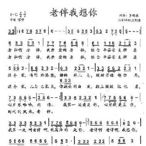 老伴我想你_民歌简谱_词曲:罗新廉 罗新廉