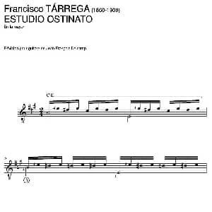 ESTUDIO OSTINATO En la mayor 吉他谱 弗朗西斯科 泰雷加 Francisco Tarrega 1852 1909