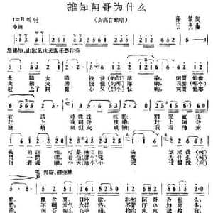 谁知阿哥为什么_民歌简谱_词曲:徐锁 田光