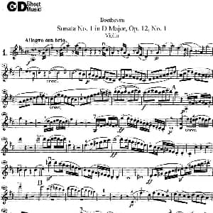 小提琴谱 | Violin Sonata No.1 in D Major Op.12 No.1
