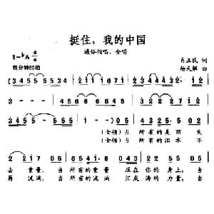 挺住,我的中国_通俗唱法乐谱_词曲:肖正民 杨天解