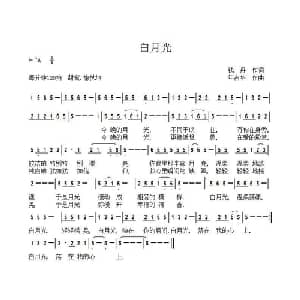 白月光_通俗唱法乐谱_词曲:钱丹 年占华