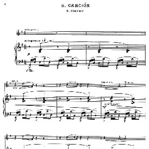 小提琴谱 | Suite of Spanish Folksongs:3 CANCION 小提琴 钢琴伴奏 法利亚