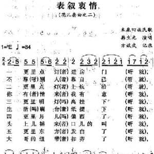 表叙衷情_民歌简谱_词曲: 方斌武记录