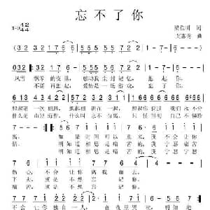 忘不了你_通俗唱法乐谱_词曲:梁俭明 艾惠秀