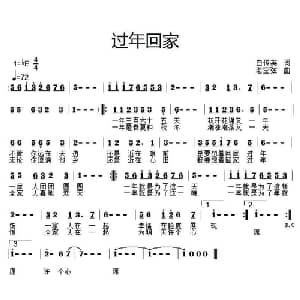 过年回家_通俗唱法乐谱_词曲:白传英 老空弦