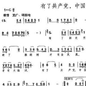 有了共产党,中国才富强_民歌简谱_词曲:田耳 刘德金