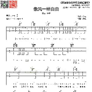像风一样自由 吉他谱 许巍 许巍词曲 齐元义