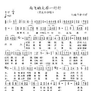 南飞的大雁一行行_通俗唱法乐谱