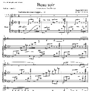 萨克斯谱 | 美丽的黄昏 1=降A中音萨克斯 钢琴伴奏 德彪西