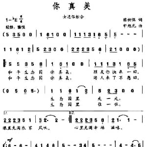 你真美_合唱歌谱_词曲:熊初保 申旭光