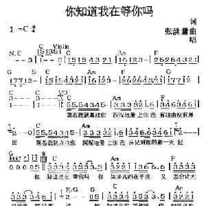 你知道我在等你吗_通俗唱法乐谱_词曲:张洪量 张洪量