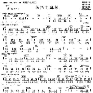 蓝色土耳其_通俗唱法乐谱_词曲:陈信荣 周传雄