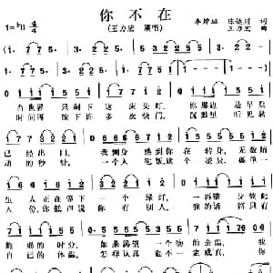 你不在_通俗唱法乐谱