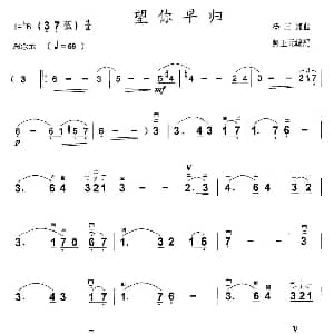 二胡谱 | 望你早归 杨三郎