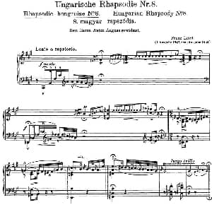 李斯特 匈牙利狂想曲 Hungarian Rhapsodies S.244 No.8 钢琴谱 李斯特