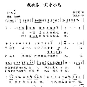 我也是一只小小鸟_通俗唱法乐谱_词曲:钱万成 张冠宇