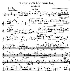 长笛曲谱 | Fantaisies nationales. Suedois. Op.59 No.4 丹麦 安德森