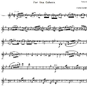 小提琴谱 | Por Una Cabeza 一步之遥 第二小提琴分谱 Carlos Gardel