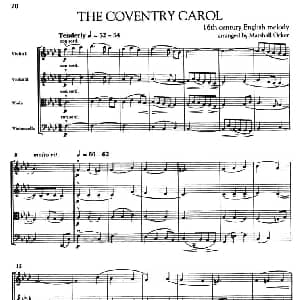 小提琴谱 | THE COVERNTY CAROL 圣诞音乐 弦乐四重奏 Marshall Ocker