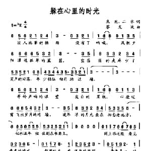 躲在心里的时光_通俗唱法乐谱_词曲:庞龙 二水 蔡龙波