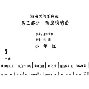 小年红 湖南民间乐曲选 洪滔记谱
