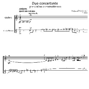 小提琴谱 | Duo concertante 炫技二重奏 小提琴 低音提琴二重奏 潘德雷茨基 PENDERECKI
