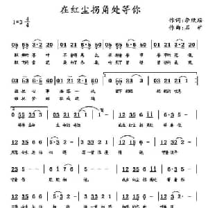 在红尘拐角处等你_通俗唱法乐谱_词曲:李欣瑶 石矿