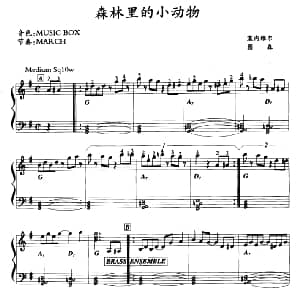 电子琴谱 | 森林里的小动物 塞内维尔 图森曲 冯国林