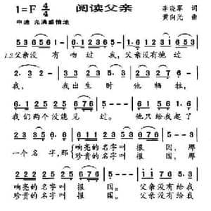 阅读父亲_民歌简谱_词曲:李晓军 黄向光