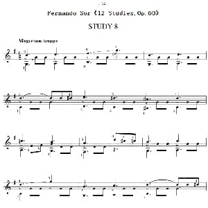 Fernando Sor 12 Studies,Op.60 吉他谱