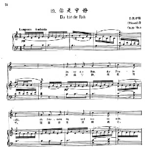 19你是宁静 奥地利 _外国歌谱_词曲:吕凯尔 舒伯特