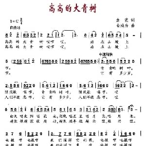 高高的大青树_儿歌乐谱_词曲:金波 金鸿为