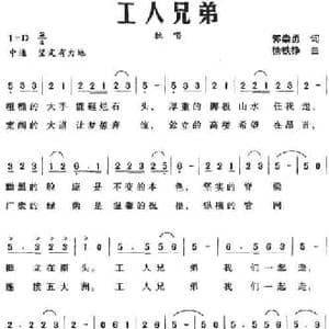 工人兄弟_民歌简谱_词曲:郭崇勇 徐铁铮