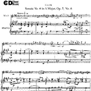 小提琴谱 | Sonata No.6 in A Major Op.5 No.6 小提琴 钢琴伴奏