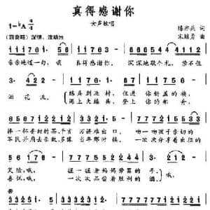 真得感谢你_民歌简谱_词曲:陈亦兵 宋继勇