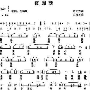 夜阑珊_通俗唱法乐谱_词曲:胡文方 朱凤昱