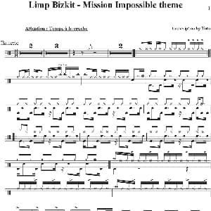 Limp Bizkit Mission Impossible theme 爵士鼓谱