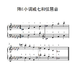 降E小调减七和弦琶音 钢琴谱